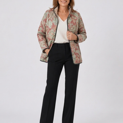 Naya vintage floral quilted jacket, button front, side pockets