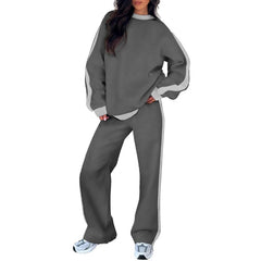 Gray 2-piece lounge set with oversized sweatshirt and relaxed jogger pants