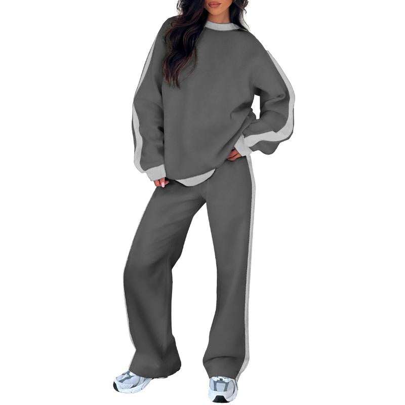 Gray 2-piece lounge set with oversized sweatshirt and relaxed jogger pants