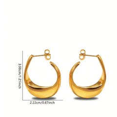 Gold twisted hoop earring size diagram: 2.22 cm and 3.08 cm
