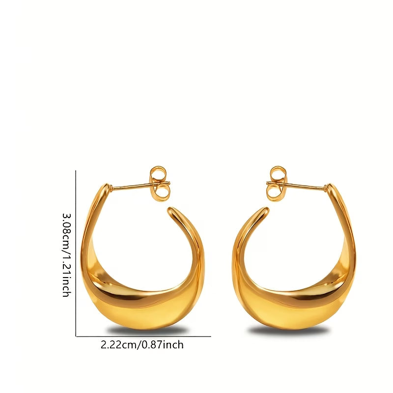 Gold twisted hoop earring size diagram: 2.22 cm and 3.08 cm