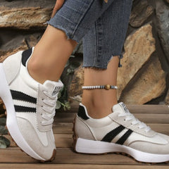 Deborah comfort sneakers, white with black side stripes and lace-up front